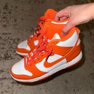 Nike Orange and White High-Top Sneakers
